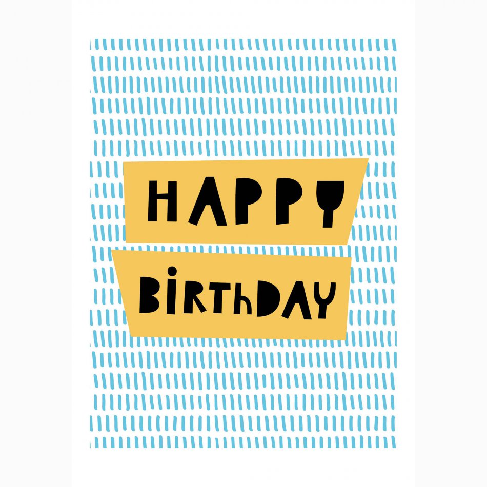Verjaardag Happy Birthday Blue Stripes
