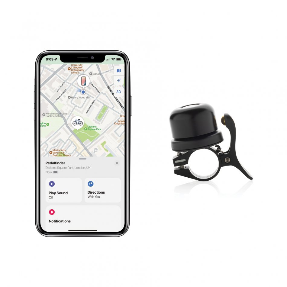 Pedalfinder fietsbel met wereldwijd lokaliseren