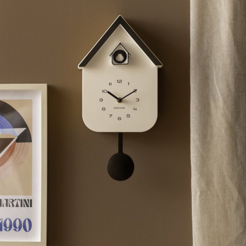 Wall clock Dupla Color Cuckoo white