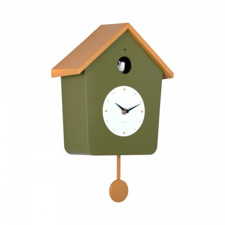 Wall clock Cuckoo Light misty blue & army green
